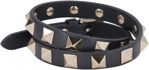 Valentino Garavani - Rockstud leather double-wrap bracelet-1